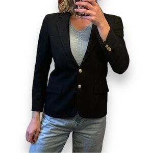 Aquascutum London Wool Blazer schoolboy fit two button women’s black jacket